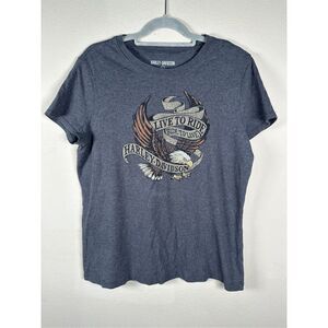 Harley Davidson Women's Gray Graphic Tee Sz Large